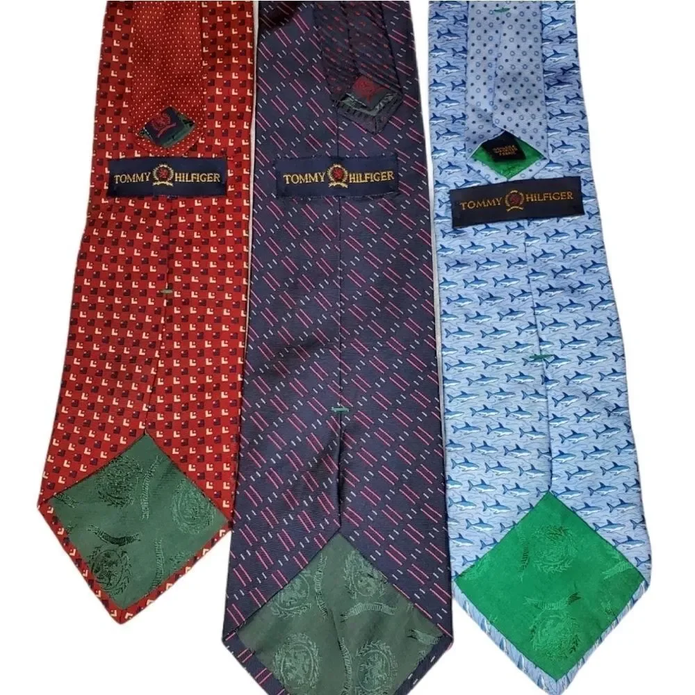 3 Vintage Tommy Hilfiger 100% Silk neck ties